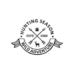 vintage hunting badges labels, emblems and logo