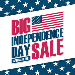 United States Independence Day Big Sale special offer background with american national flag for business, promotion and holiday discount shopping. Vector illustration.