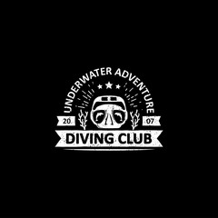 vintage diving badges labels, emblems and logo