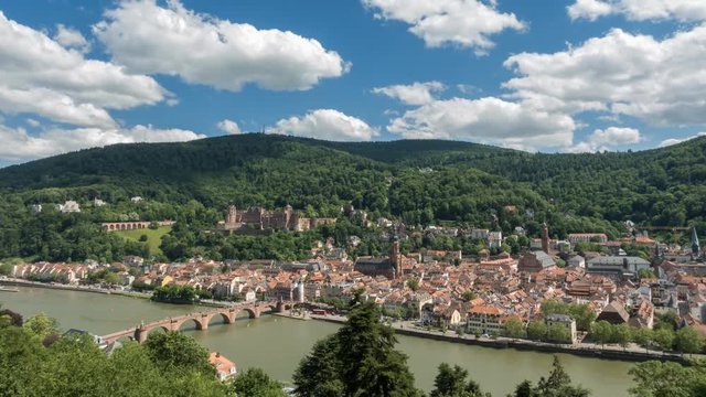 Timelapse - Beautiful clouds over the City of Heidelberg, Baden Wuertemberg, Germany