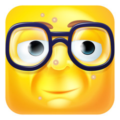 A geeky or nerdy emoji or emoticon square face 3d icon cartoon character