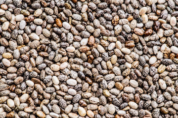 Heap of Chia seeds. Food background.