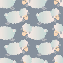 little sheep seamless pattern. vector illustration in pastel colors