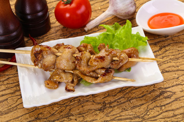 Chicken skin skewer
