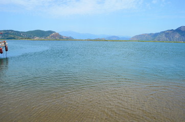 turtle island and green Dalyan river in Turkey