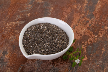 Dietary Chia seeds in the bowl