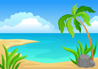 Fototapeta na wymiar Palma by the sea. Vector illustration on white background.
