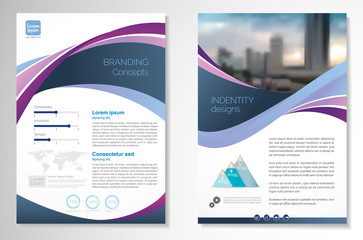 Template vector design for Brochure, AnnualReport, Magazine, Poster, Corporate Presentation, Portfolio, Flyer, infographic, layout modern with purple color size A4, Front and back, Easy to use.