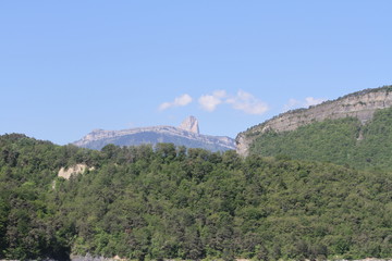 Photography showing the Alps mountain from the Monteynard village