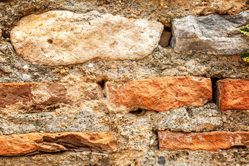 The texture of the stone wall, closeup. Background. Space for text.