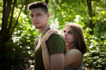Obraz premium Young Couple Walking In The Park