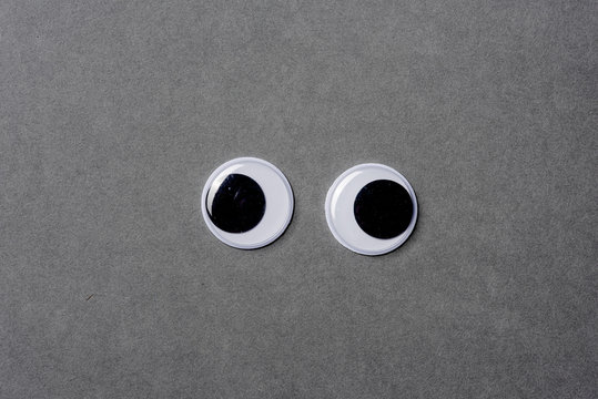 Googly eyes are small plastic craft supplies used to imitate