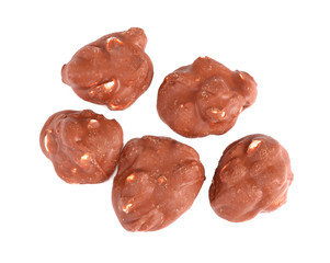 Chocolate Pieces Nuts Isolated On white