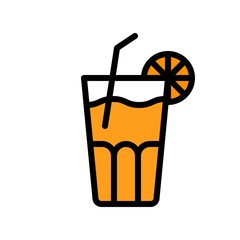 Orange juice vector, Beverage filled icon editable stroke
