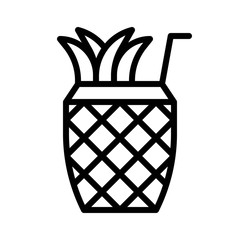 Pineapple juice vector illustration, Beverage line style icon
