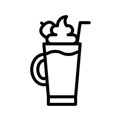 Strawberry milkshake vector illustration, Beverage line style icon