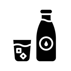 Water bottle and glass vector illustration, Beverage solid style icon