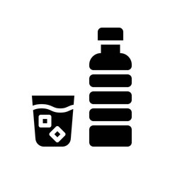 Water bottle and glass vector illustration, Beverage solid style icon