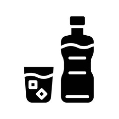 Water bottle and glass vector illustration, Beverage solid style icon