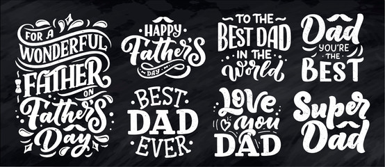 Lettering for Father's day greeting card, great design for any purposes. Typography poster. Vector illustration.