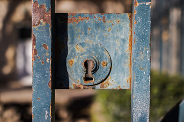closeup of old rusty lock