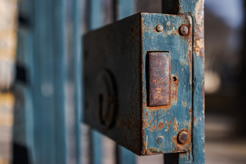closeup of old rusty lock