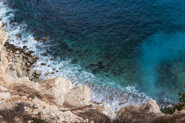 waves crashing on the rocks