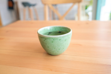 Hot tea on wooden table