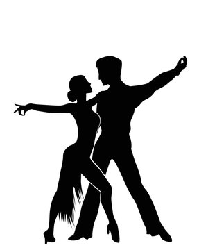 Salsa dancers silhouettes
