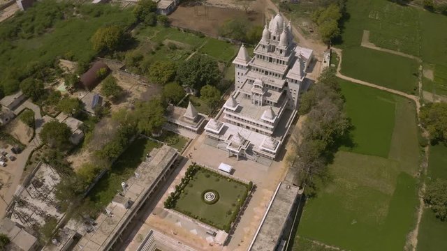 Vrindavan, city of 5000 temples. India, 4k aerial 