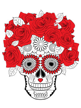 figure with a skull, a symbol of the traditional Mexican holiday Day of the dead and the Day of angels