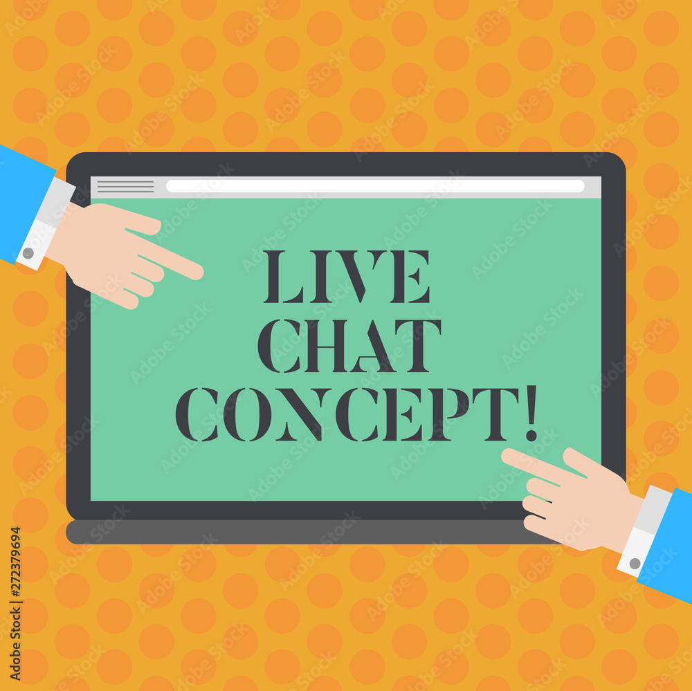 Poster writing note showing live chat concept. business photo showcasing web service that allows showing fr