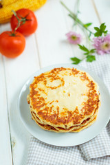 A stack of homemade cheese cakes