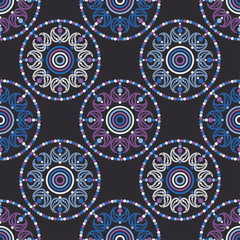 Paisley ornament. Polka dot. Ethnic boho seamless pattern. Ikat. Traditional ornament. Folk motif. Can be used for wallpaper, textile, invitation card, wrapping, web page background.