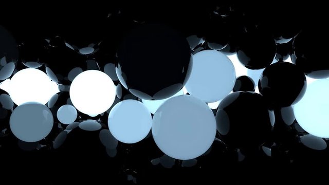 Spheres moving and lightning