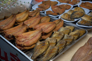 Dried fish fry for crispy, Dry fish for fried to eat in the fish market, asia food