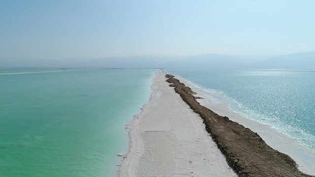 Aerial view of salty beaches of the Dead Sea. DJI_0042-02