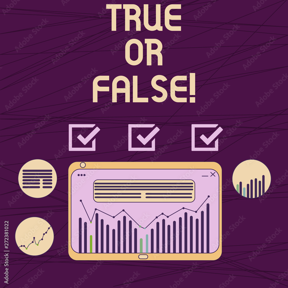Fototapete conceptual hand writing showing true or falsequestion. business photo showcasing series of statement