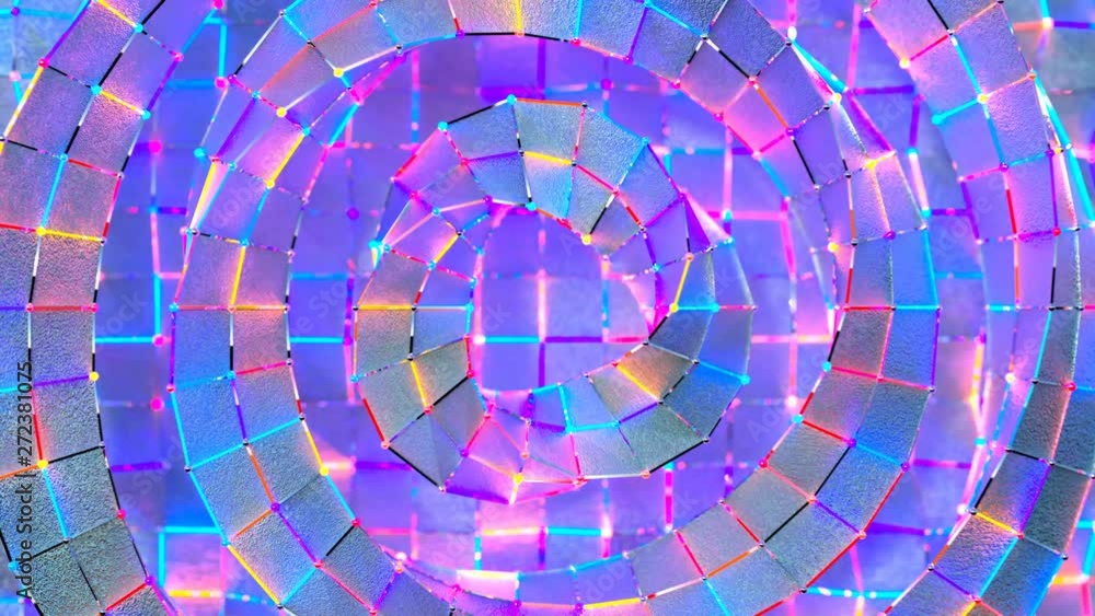 Poster colorful disco glitters and neon lights. seamless loop 3d render animation
