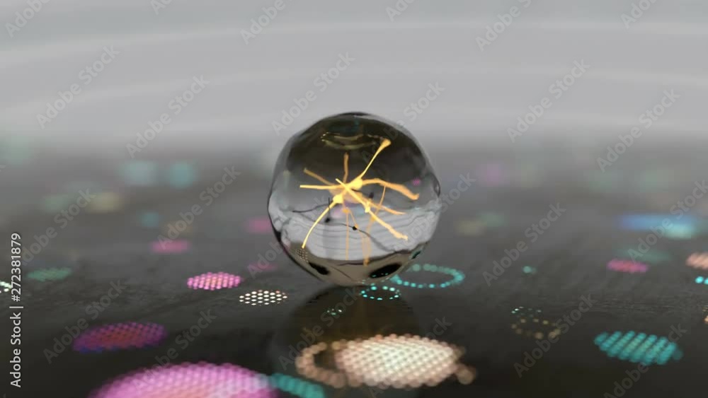 Aufkleber deformed specular sphere. molecular physics or chemistry concept. seamless loop 3d render animation 