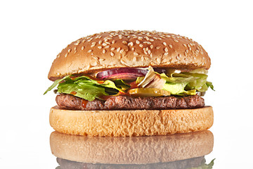 fresh tasty burger isolated on white background