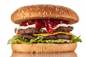 fresh tasty burger isolated on white background