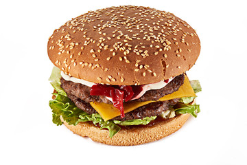 fresh tasty burger isolated on white background