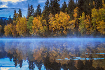 Fall colors on Dutch Lake, Clearwater, British Columbia, Canada