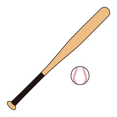 野球のバットとボール Baseball bat  Baseball ball イラスト