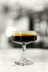 A glass of espresso shot mixed with craft soda.