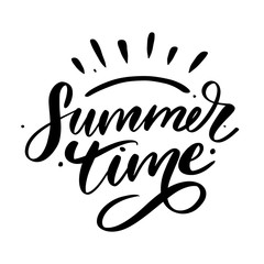 Summer time vector text lettering calligraphy letters black slogan Sales Holiday Flyer Banner Poster