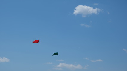 Fototapeta na wymiar kite flying in the blue sky