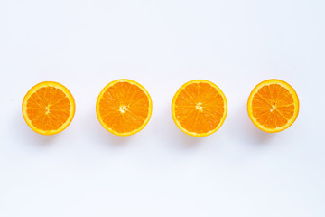 Fresh orange citrus fruit isolated on white background.