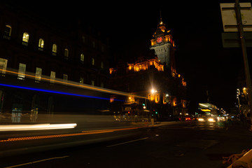 Fototapeta na wymiar Light trail in Edinburgh city, Scotland